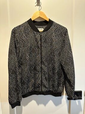 Molly Bracken Black Geometric Bomber Jacket